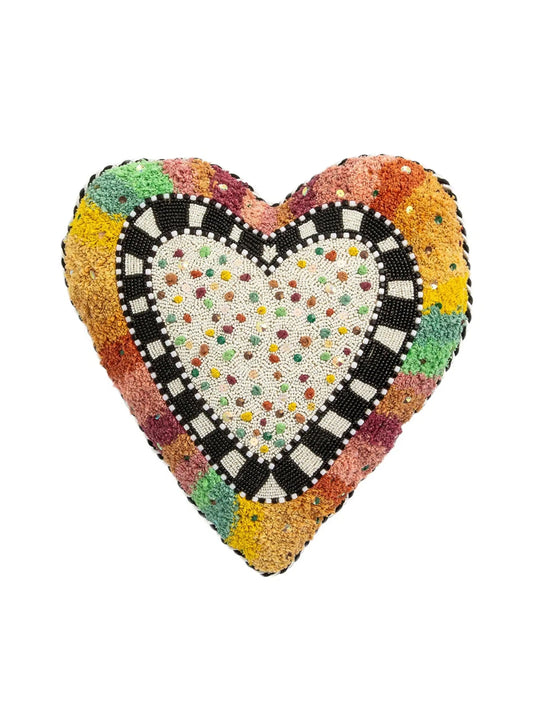 Rainbow Heart Shaped Throw Pillow