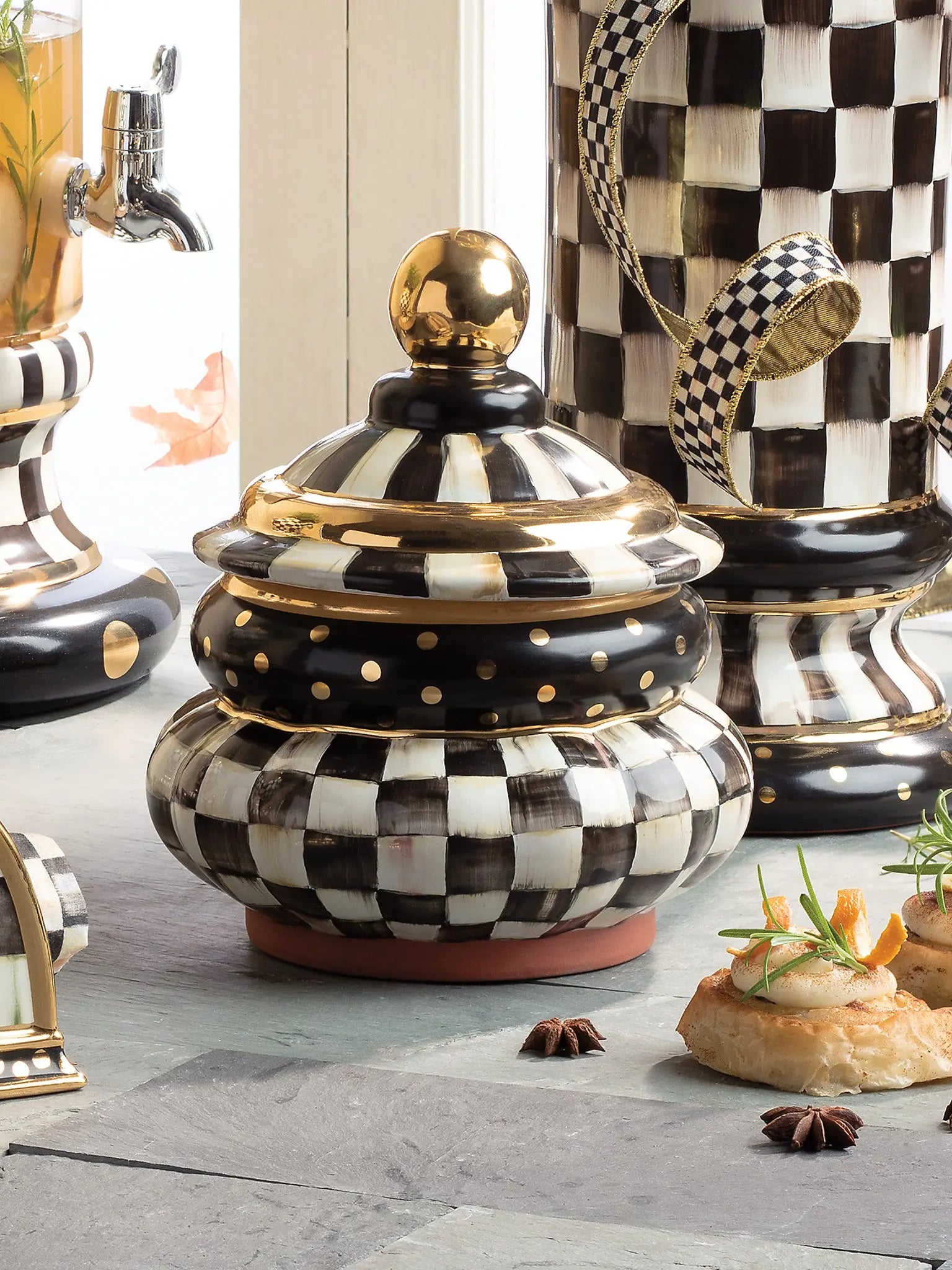 Courtly Check Ceramic Groovy Canister