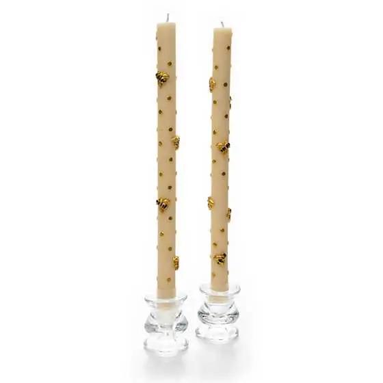 Bee Gold Dinner Candles Set of 2