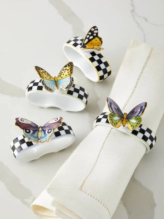 Butterfly Toile Napkin Holders, Set of 4