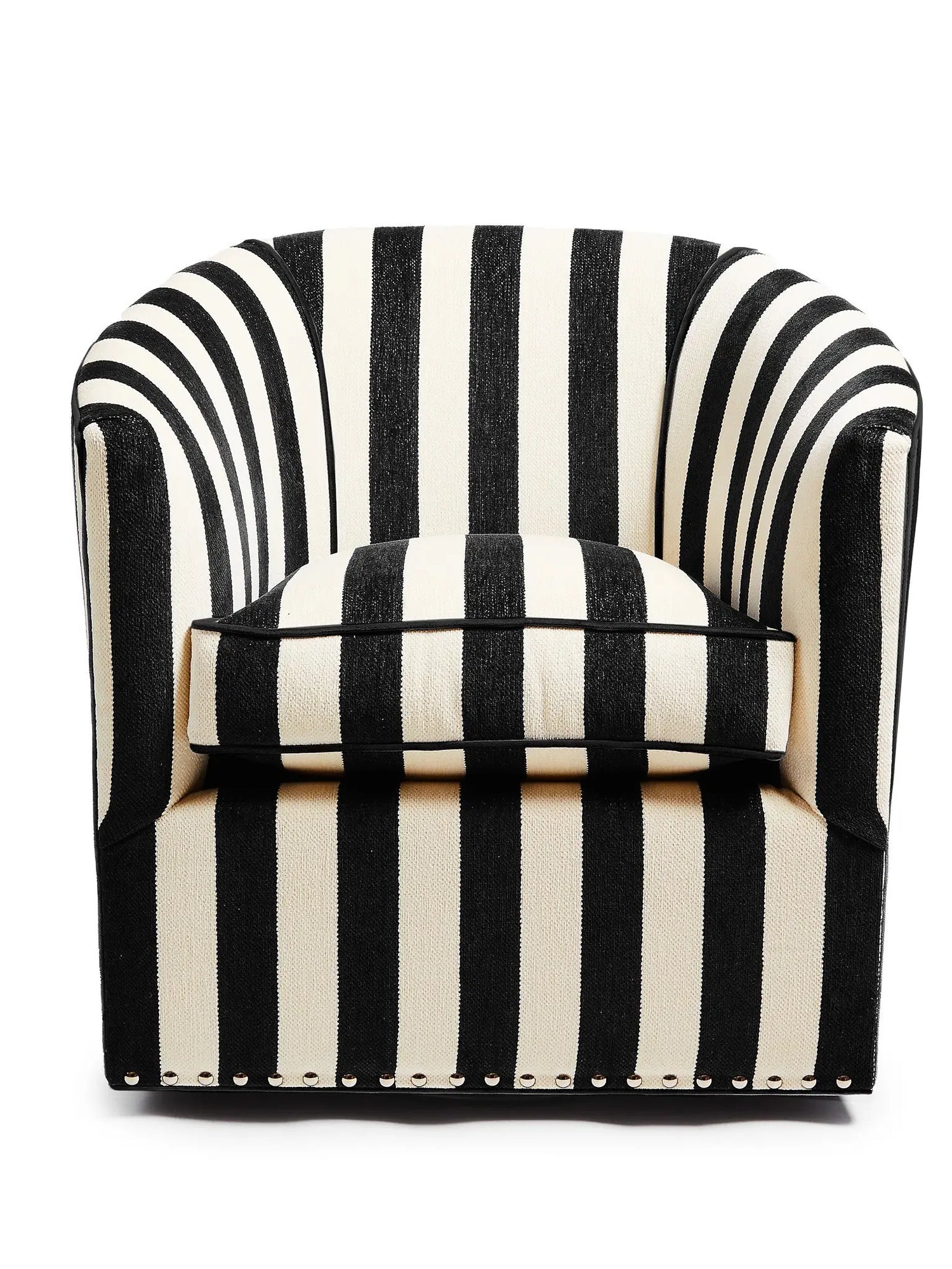 Marquee Black Stripe Chenille Swivel Chair
