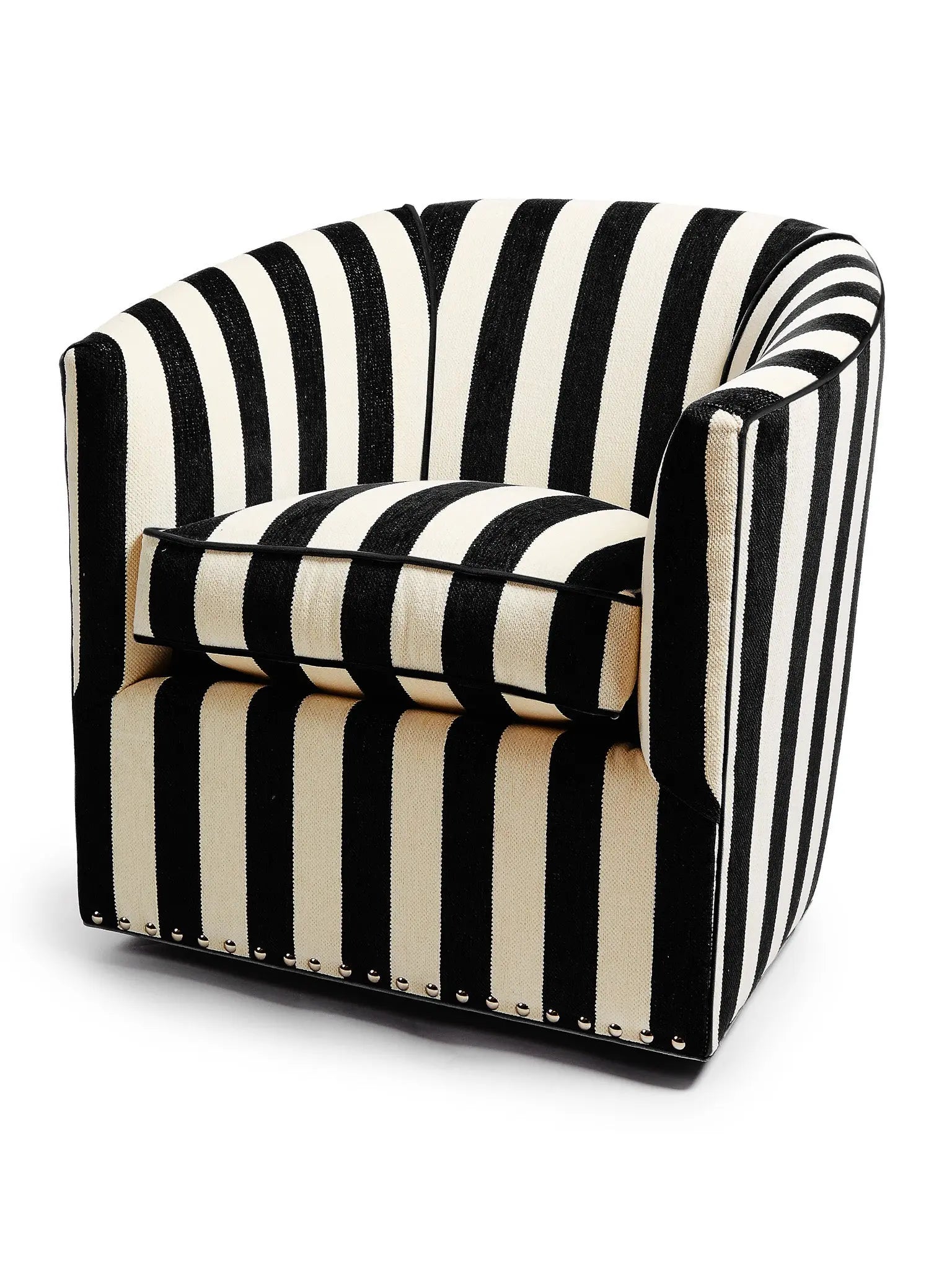 Marquee Black Stripe Chenille Swivel Chair
