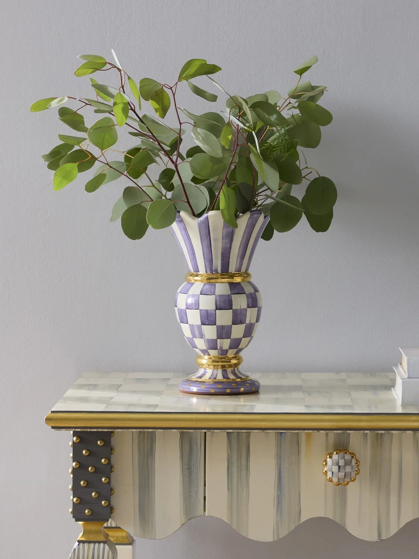 Plum Check Ceramic Great Vase