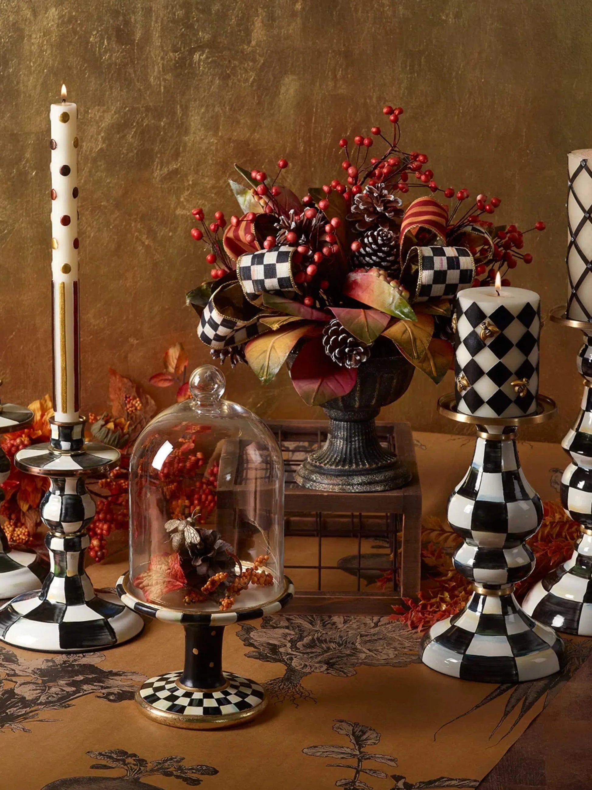 Courtly Check Pedestal with Cloche