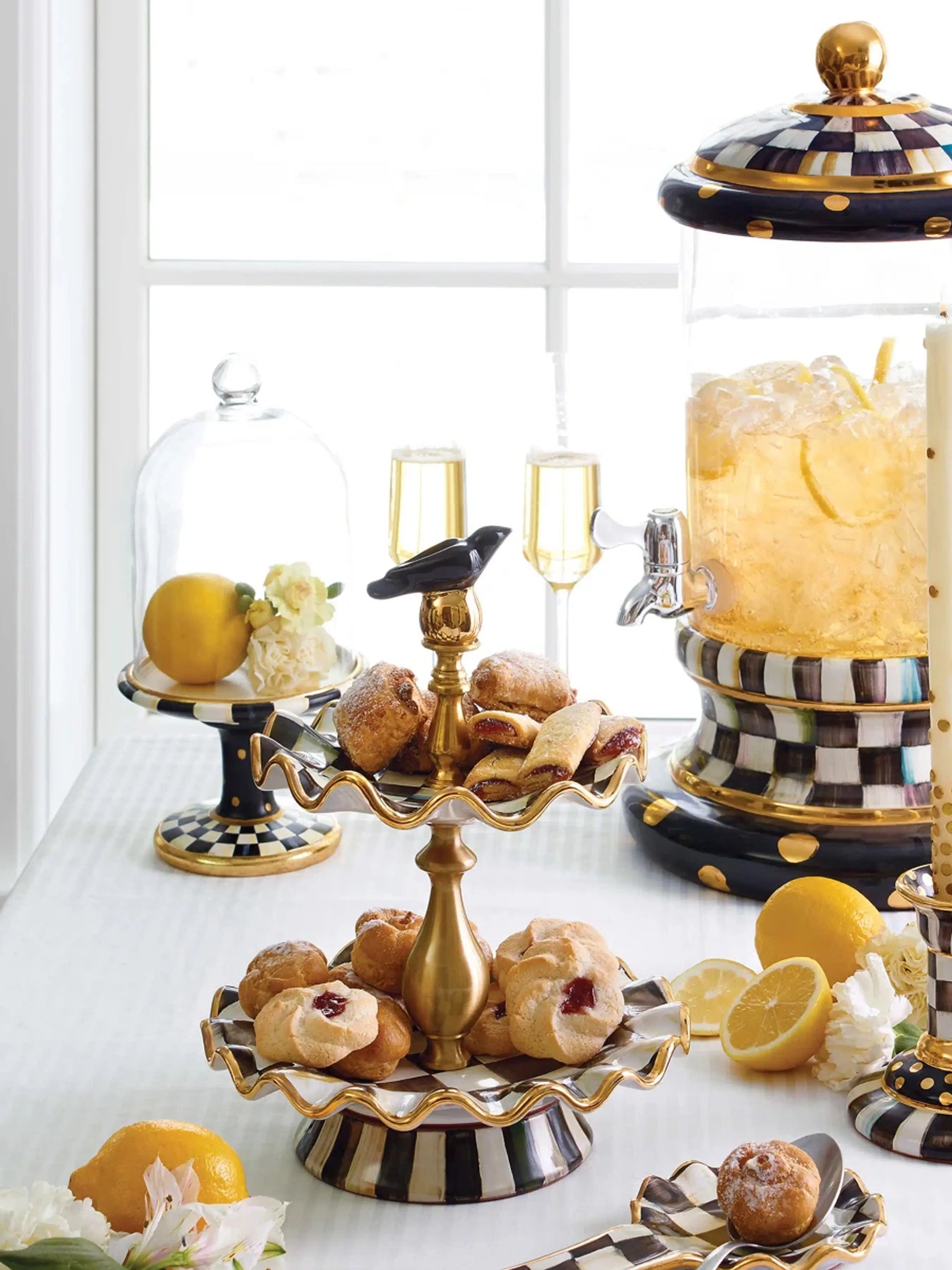 Courtly Check Pedestal with Cloche