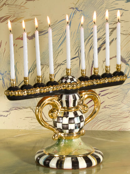 Courtly Check Ceramic Menorah
