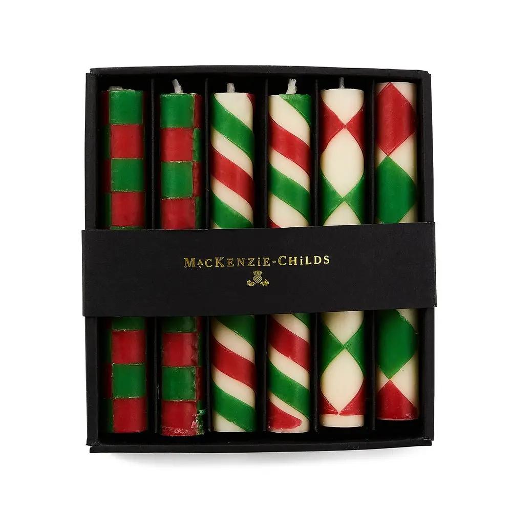 Mini Red & Green Dinner Candles Set of 6