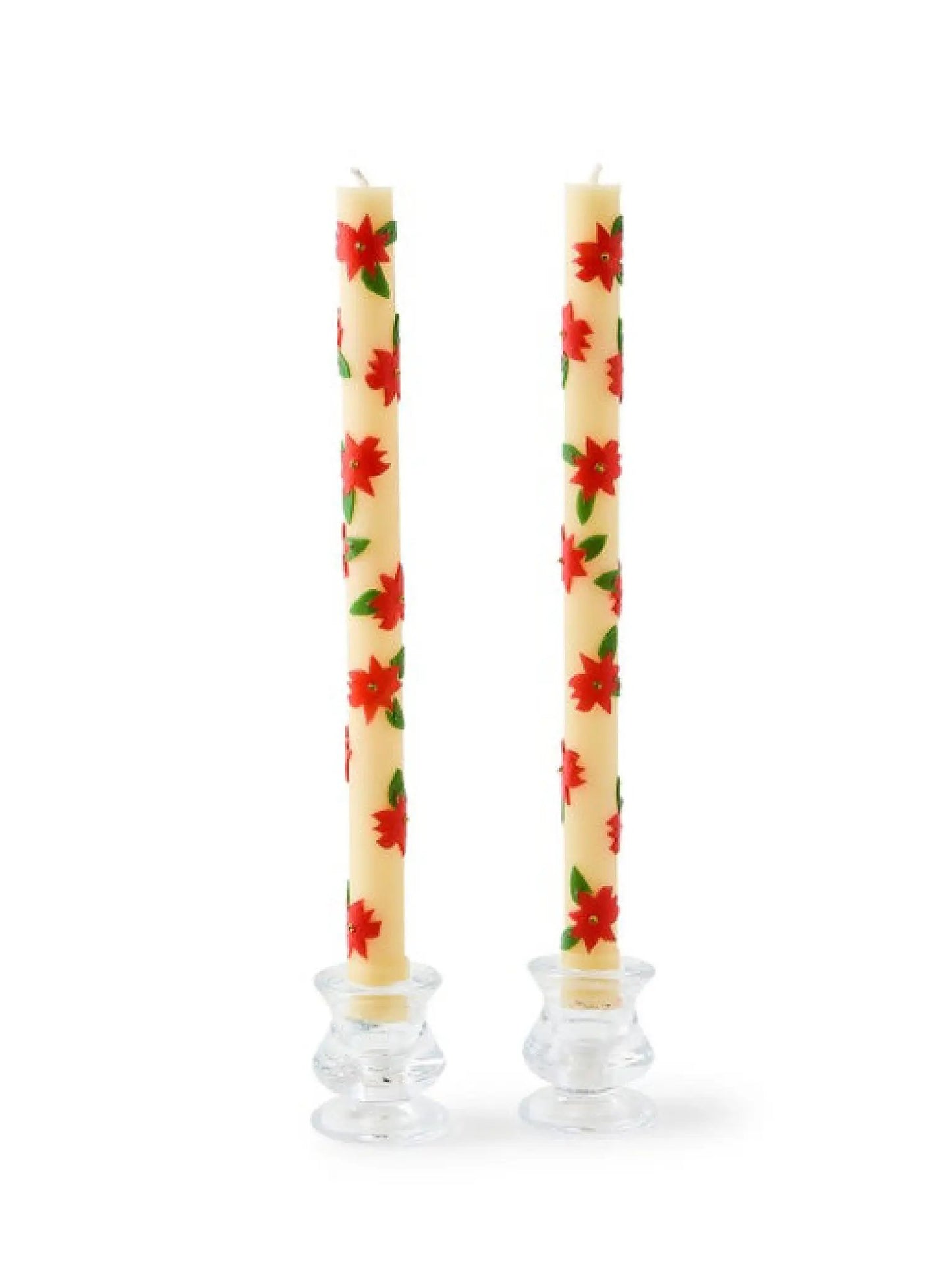Poinsettia Dinner Candles Set of 2