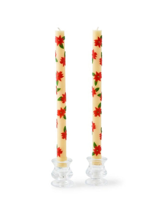 Poinsettia Dinner Candles Set of 2