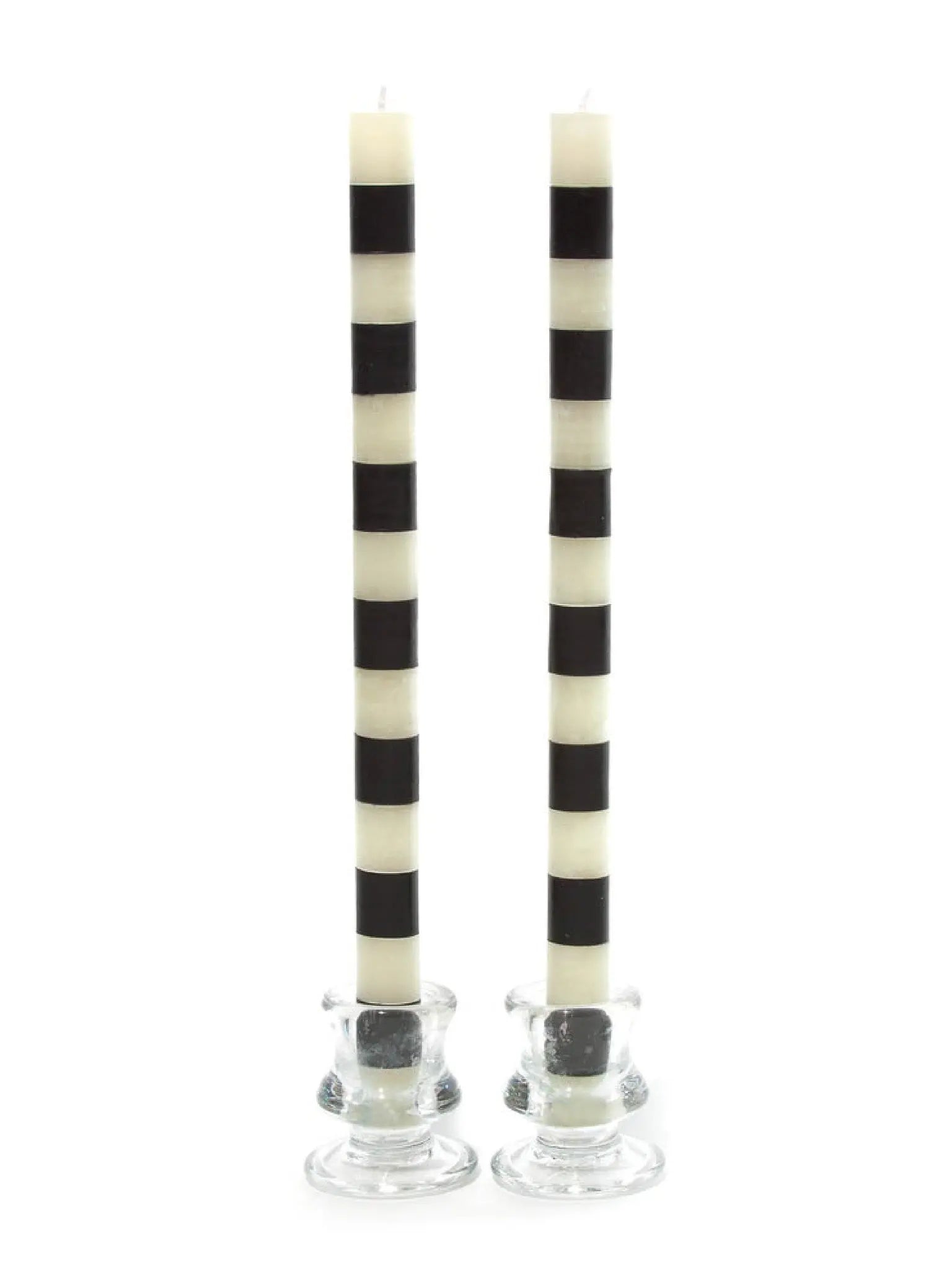 Bands Black Dinner Candles Set of 2
