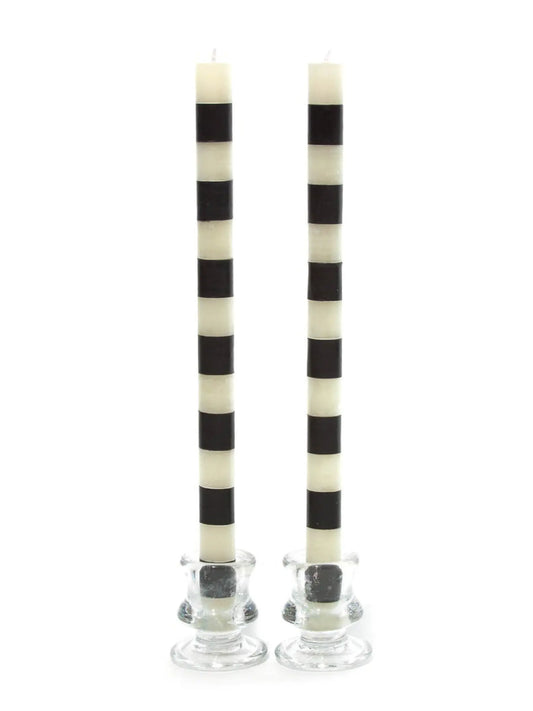 Bands Black Dinner Candles Set of 2
