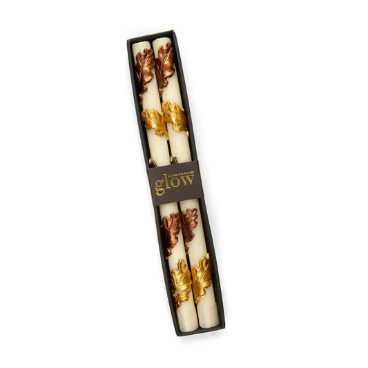 Falling Leaves Dinner Candles Set of 2