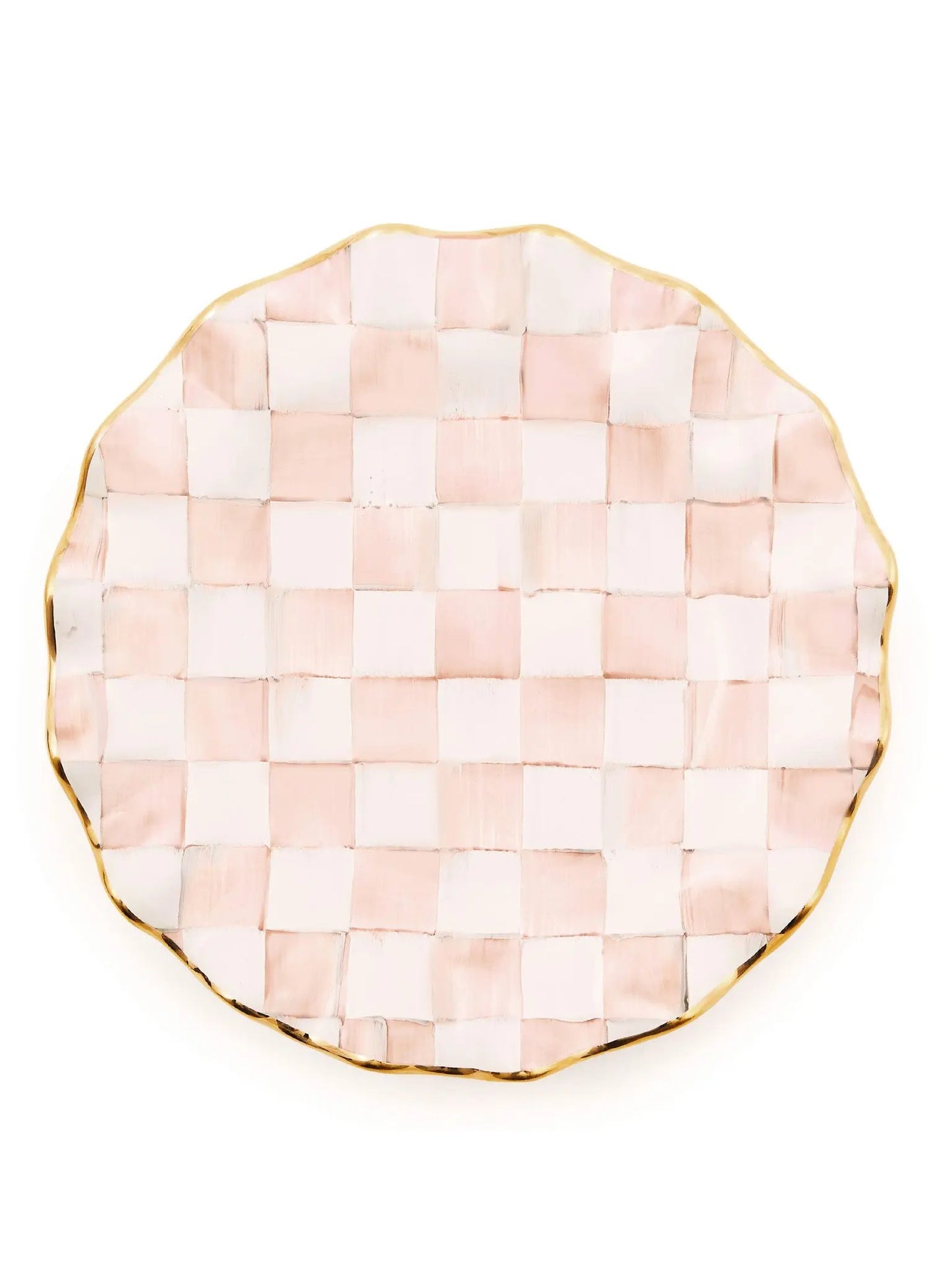 Rosy Check Ceramic Fluted Dinner Plate