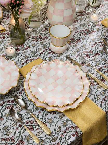 Rosy Check Ceramic Fluted Dinner Plate