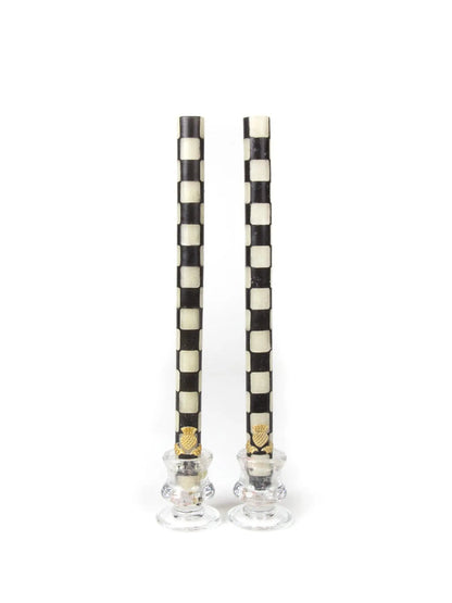 Check Black & Ivory Dinner Candles Set of 2