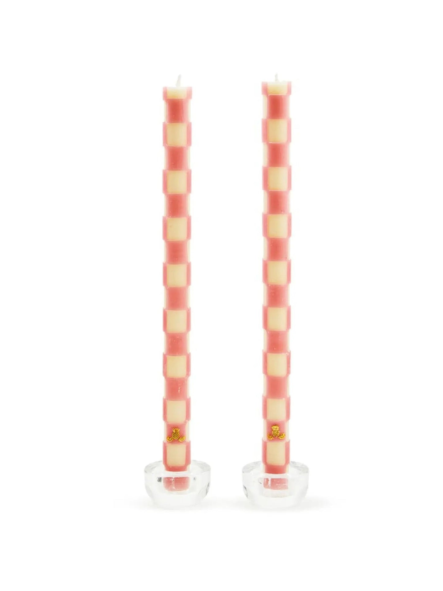 Check Pink Dinner Candles Set of 2