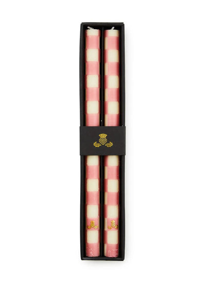 Check Pink Dinner Candles Set of 2