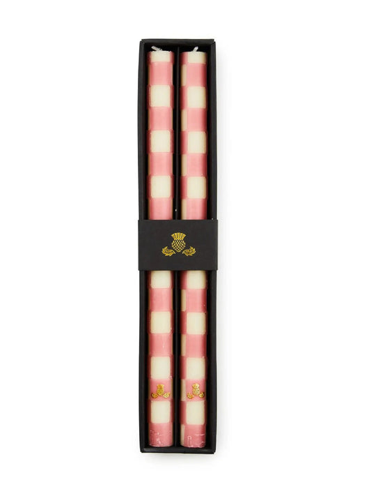 Check Pink Dinner Candles Set of 2