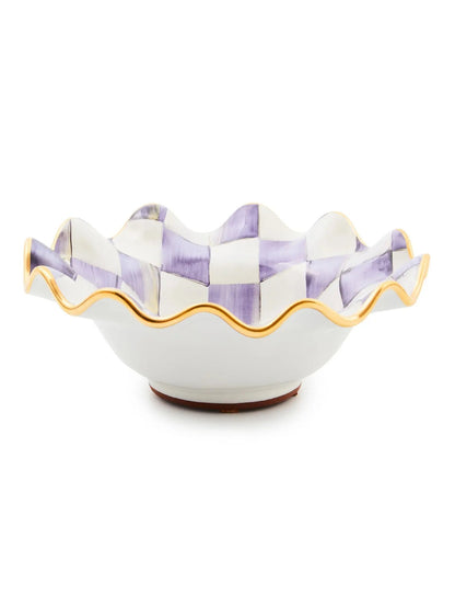 Plum Check Ceramic Fluted Breakfast Bowl