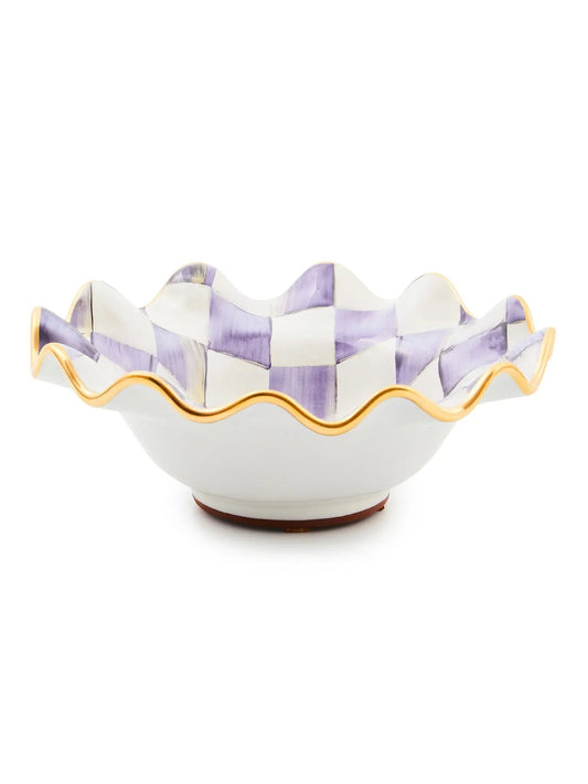Plum Check Ceramic Fluted Breakfast Bowl