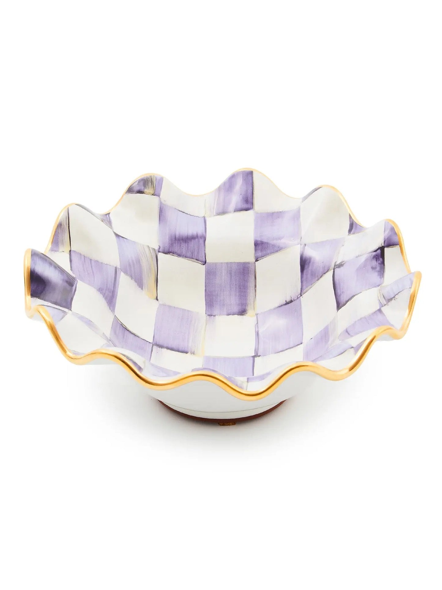 Plum Check Ceramic Fluted Breakfast Bowl