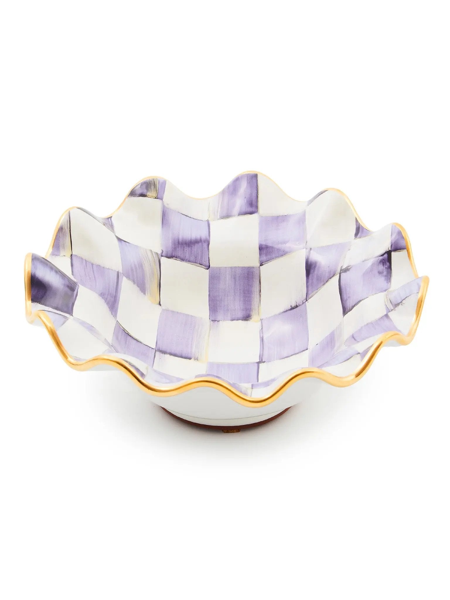 Plum Check Ceramic Fluted Breakfast Bowl