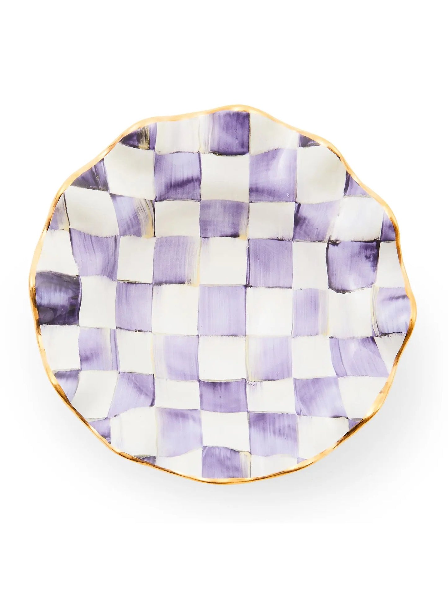 Plum Check Ceramic Fluted Breakfast Bowl
