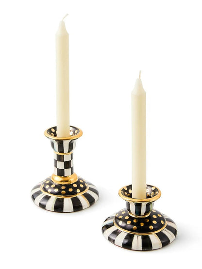 Courtly Check Small Ceramic Candlestick