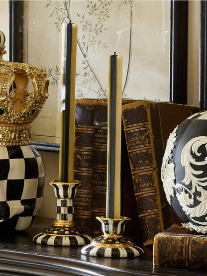 Courtly Check Small Ceramic Candlestick
