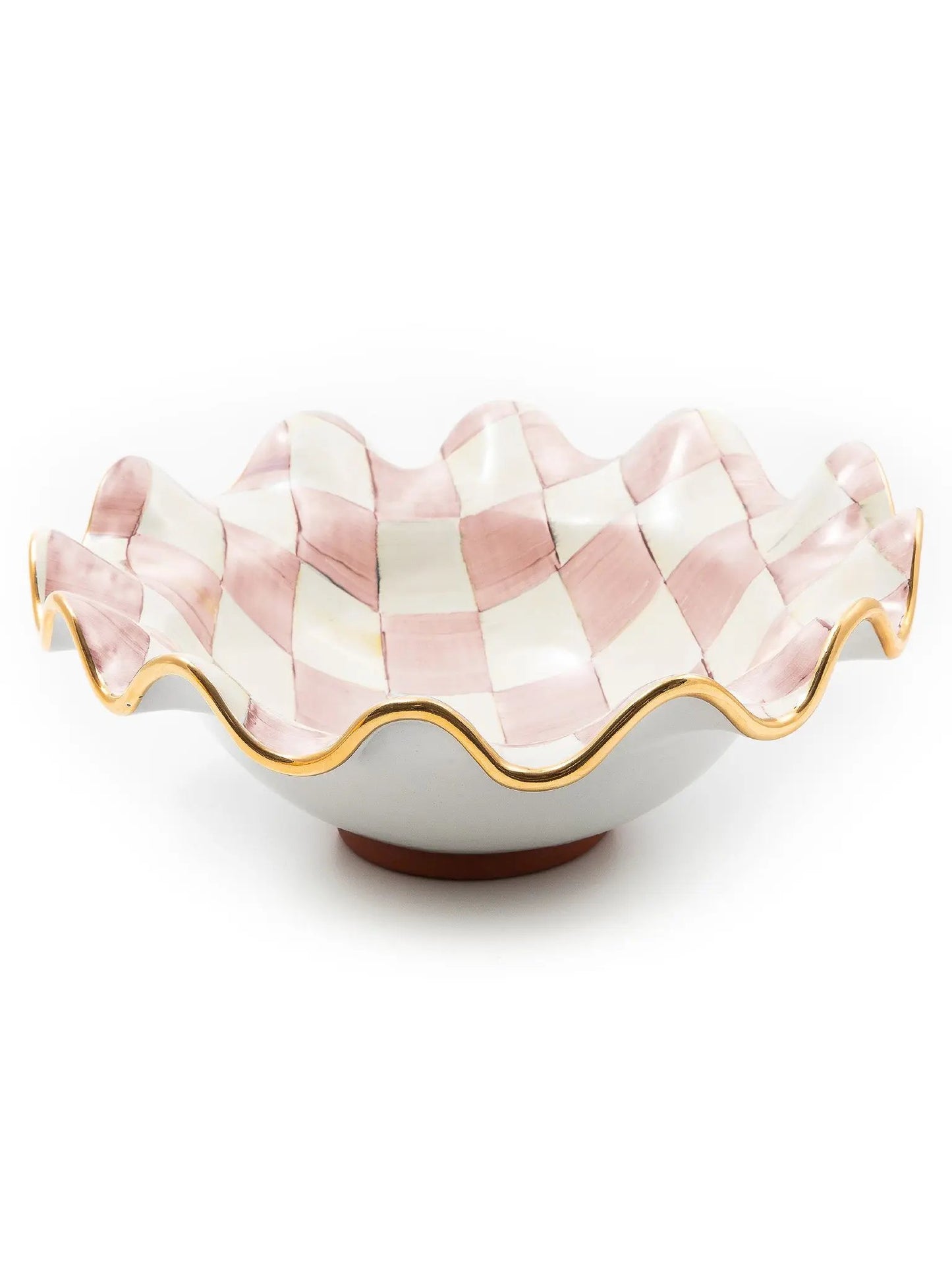 Rosy Check Medium Ceramic Fluted Serving Bowl