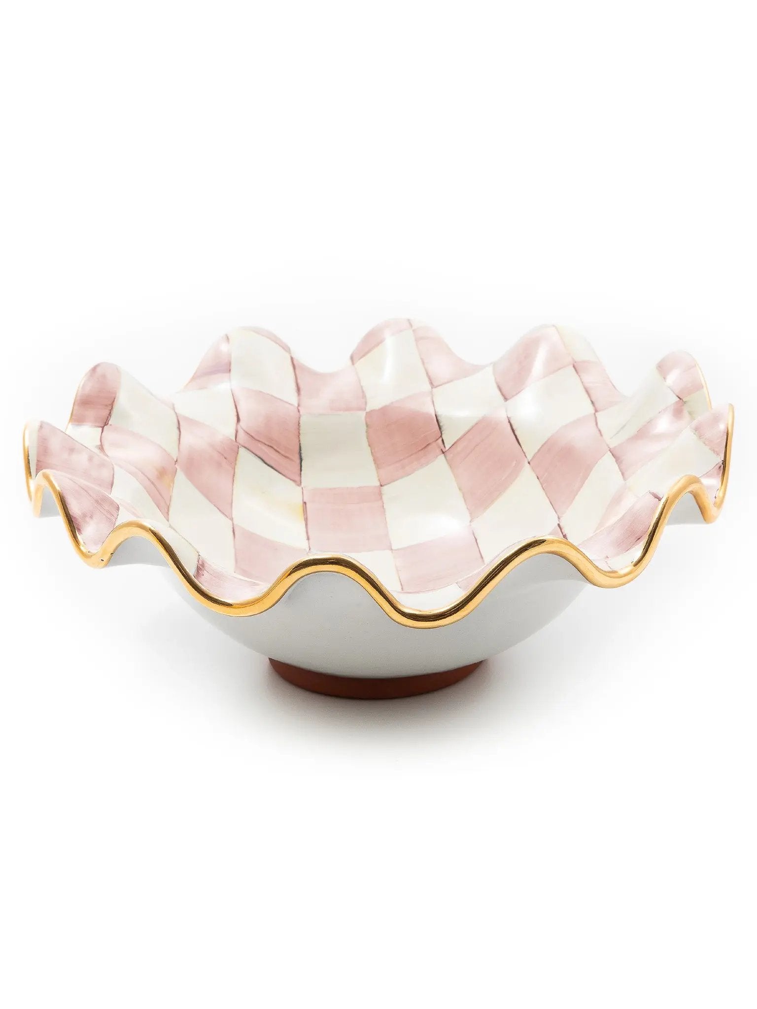 Rosy Check Medium Ceramic Fluted Serving Bowl