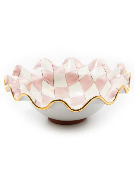 Rosy Check Medium Ceramic Fluted Serving Bowl