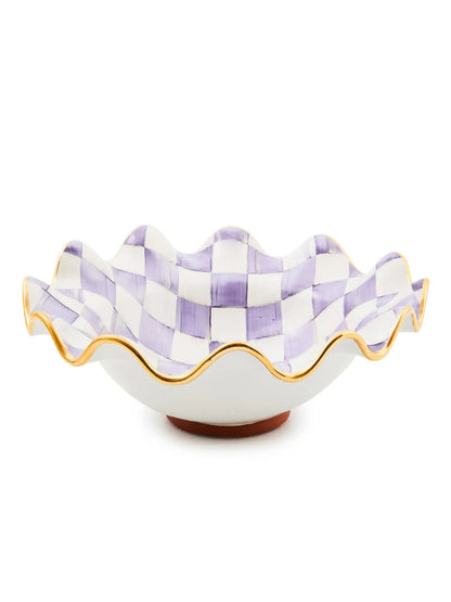 Plum Check Medium Ceramic Fluted Serving Bowl