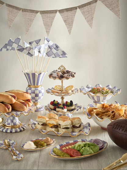 Plum Check Medium Ceramic Fluted Serving Bowl