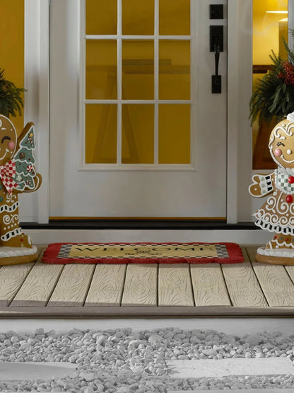 Red Scalloped Welcome Entrance Mat