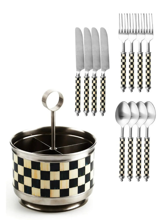 Courtly Check Supper Club Flatware & Caddy Set