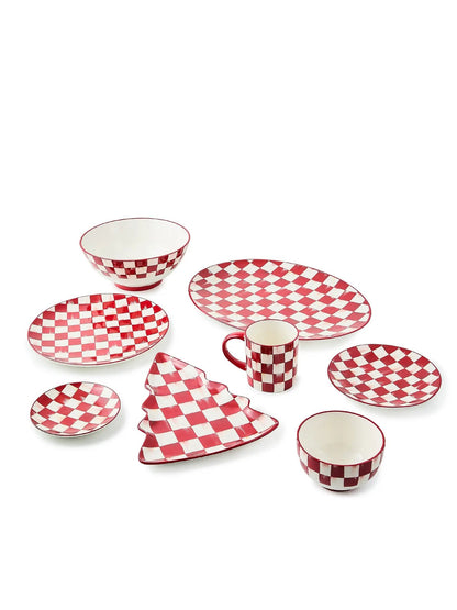 Cherry Check Mugs Set of 4