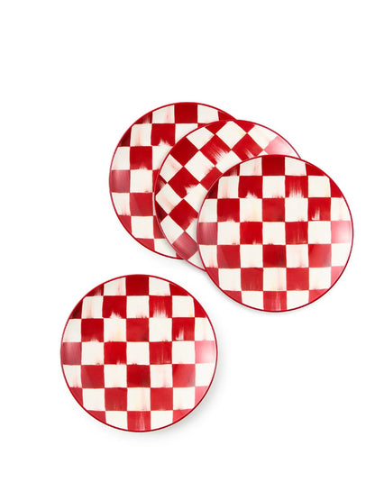 Cherry Check Appetizer Plates Set of 4
