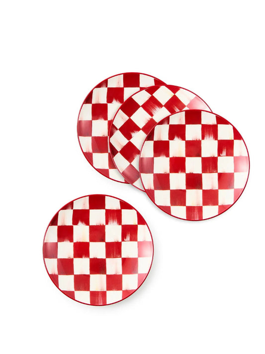 Cherry Check Appetizer Plates Set of 4