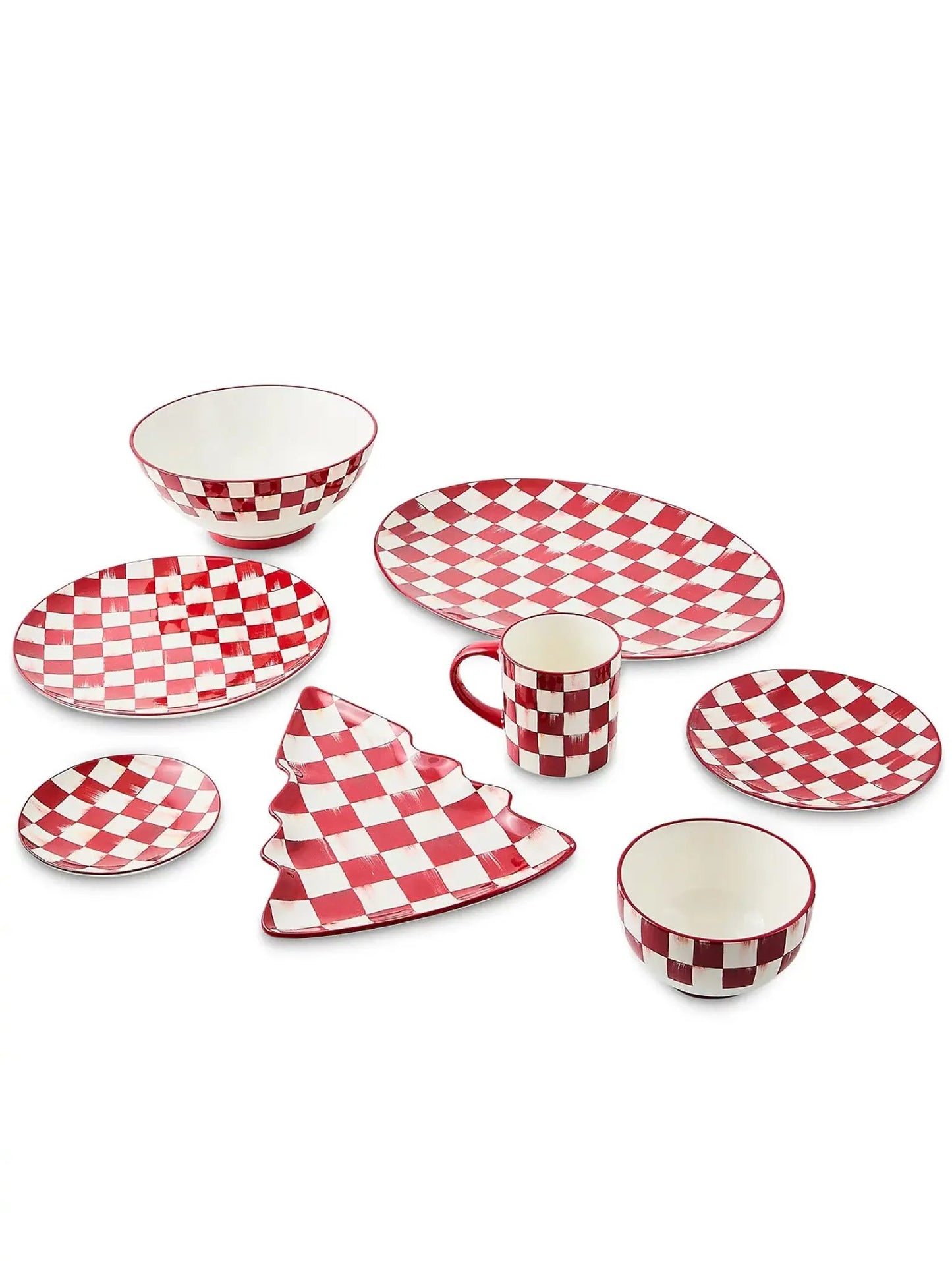 Cherry Check Appetizer Plates Set of 4
