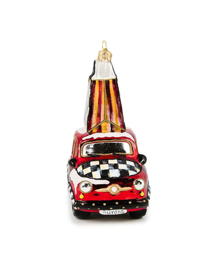 Christmas Shopping Car Glass Ornament