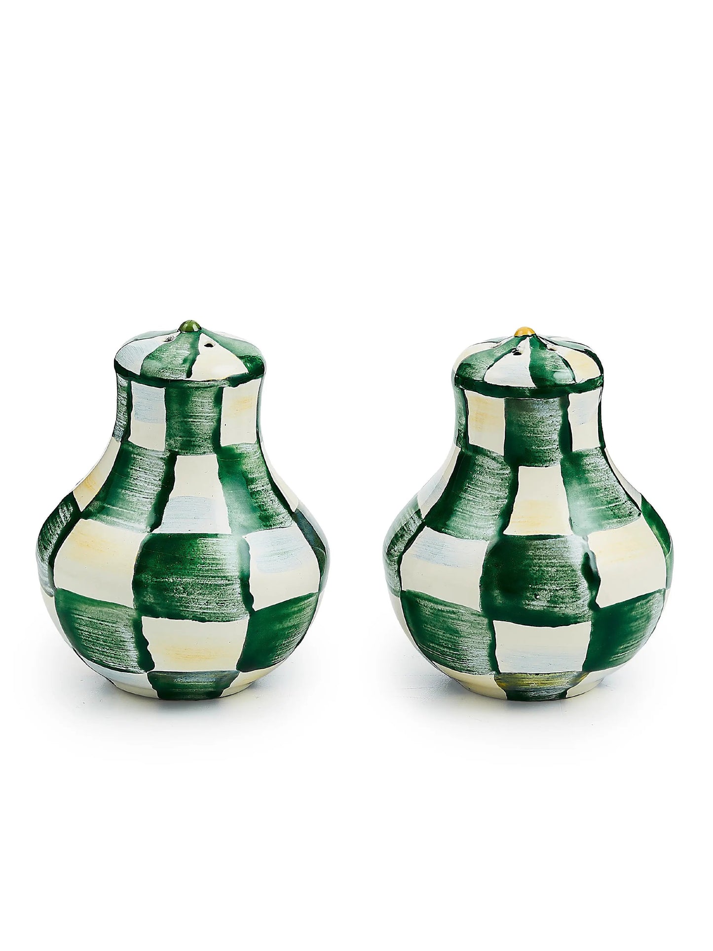 Emerald Check Salt & Pepper Shakers