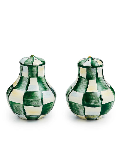 Emerald Check Salt & Pepper Shakers
