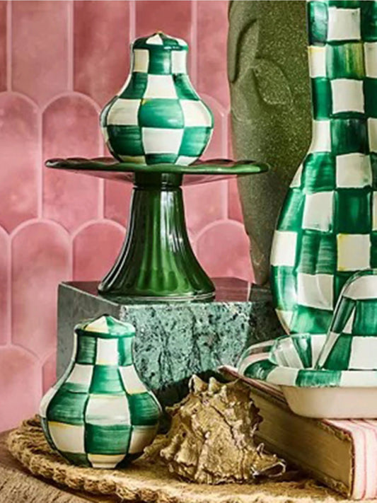 Emerald Check Salt & Pepper Shakers