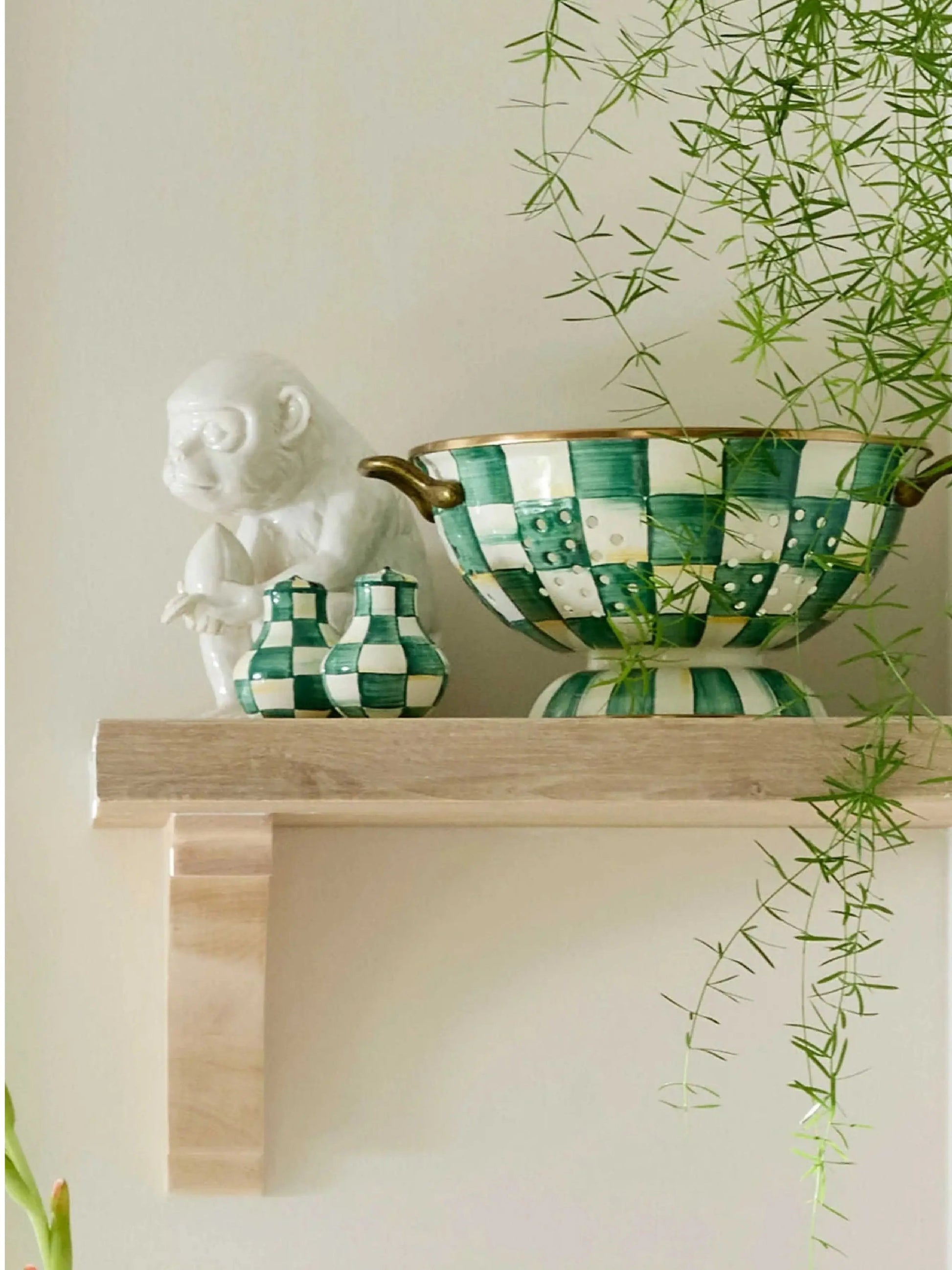 Emerald Check Salt & Pepper Shakers