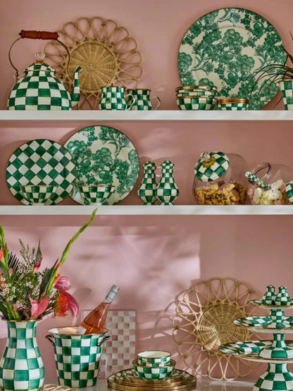 Emerald Check Large Salt & Pepper Shakers