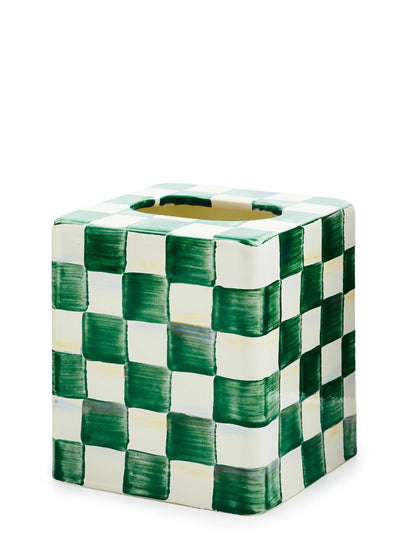 Emerald Check Boutique Tissue Box Cover