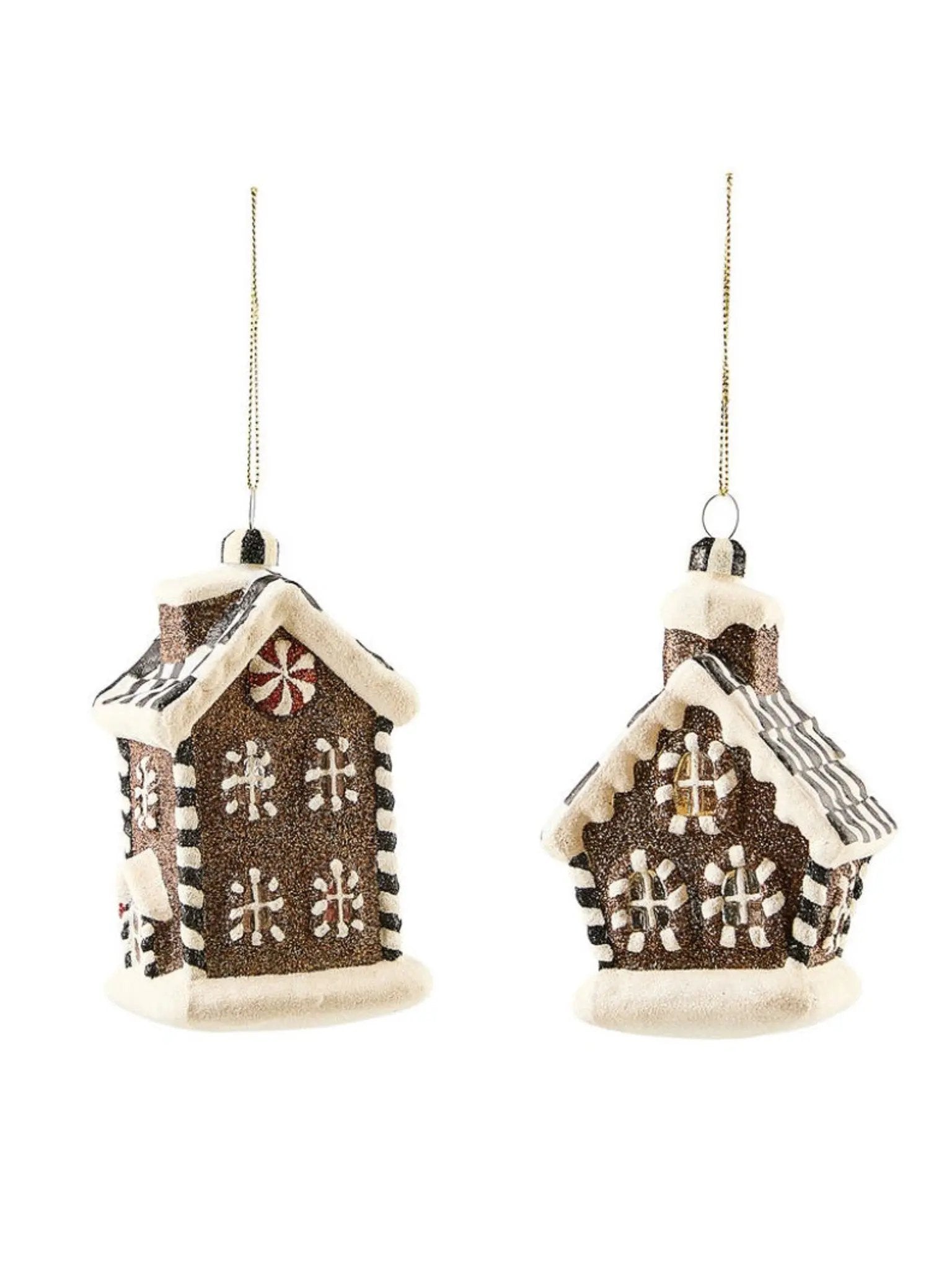 Gingerbread Glass House Ornaments, Set of 2