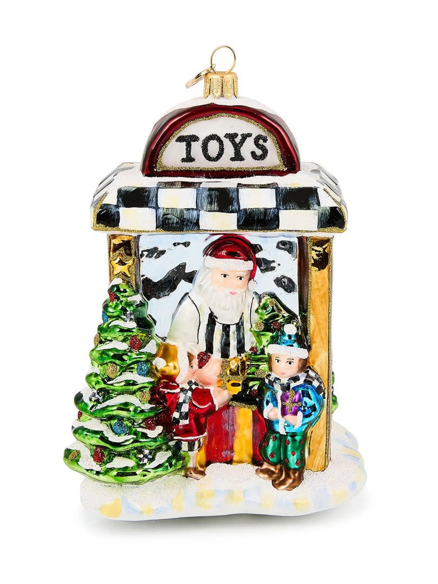 Santa's Toy Store Glass Ornament
