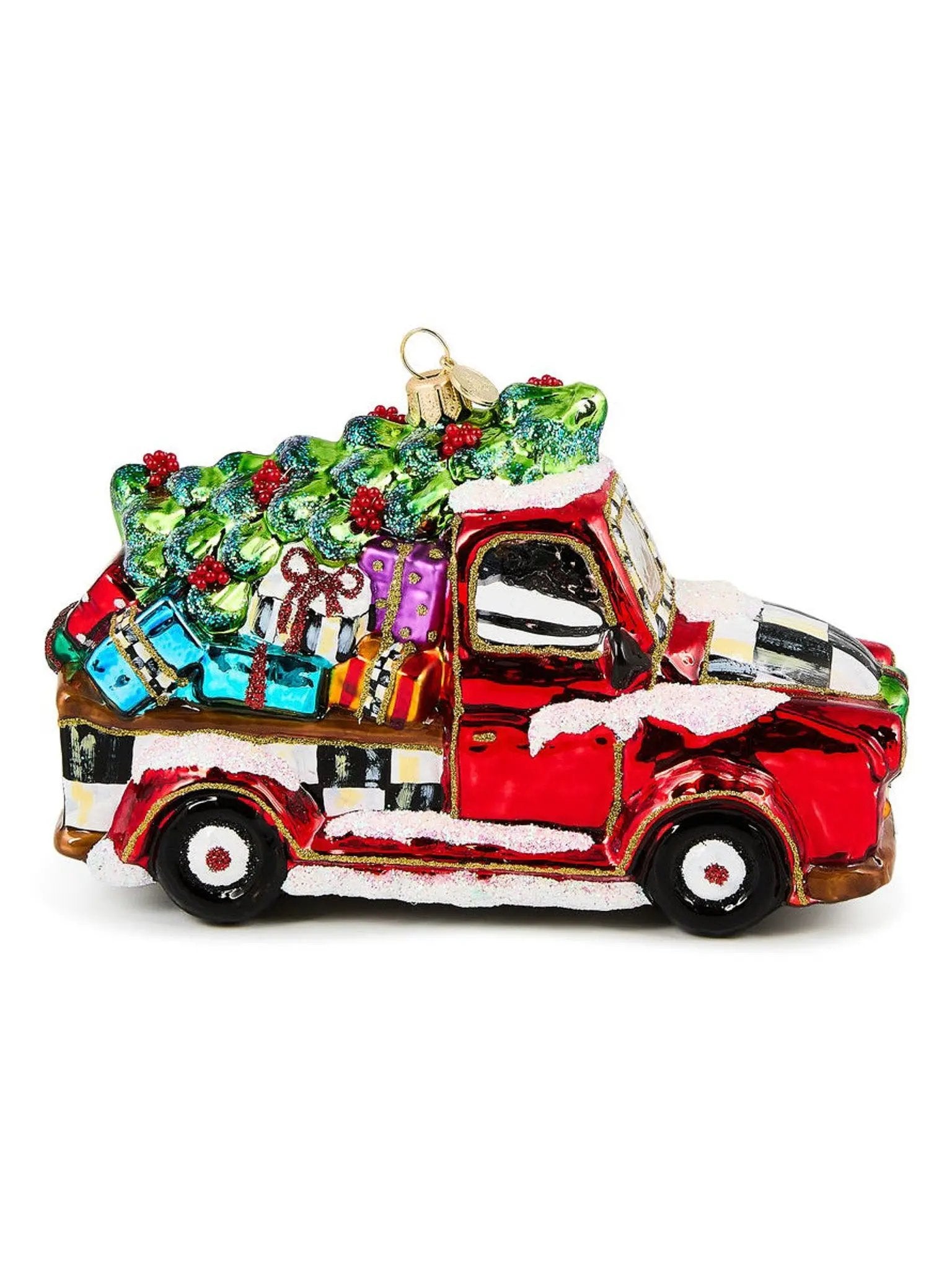 Santa's Hitting the Road Glass Ornament